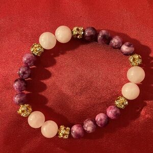 Bracelet rose quartz Purple mica jade